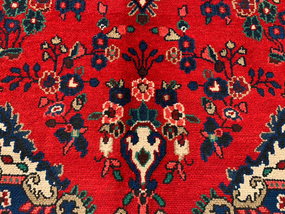 11'10 x 8'8 Hand-Knotted Persian Wool Rug - Red Floral Medallion Design with Blue Border - KBHM-877