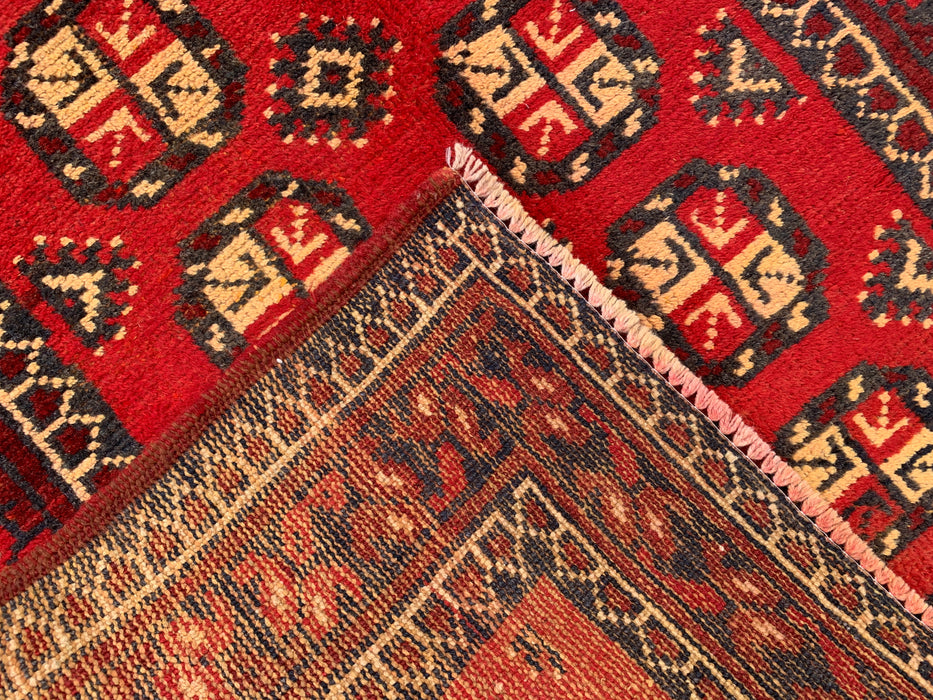 11'11 x 3'8 Hand-Knotted Persian Wool Runner - Red Geometric Tribal Motif Design - KBHM-881