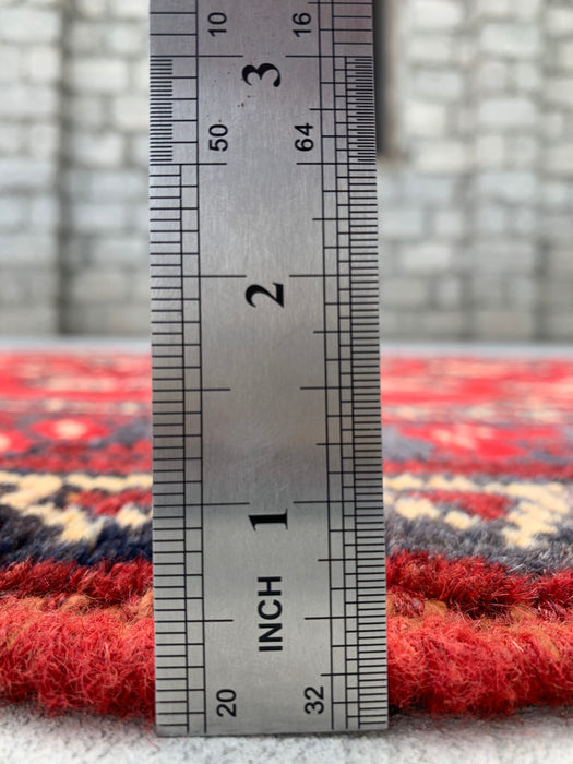 11'11 x 3'8 Hand-Knotted Persian Wool Runner - Red Geometric Tribal Motif Design - KBHM-881