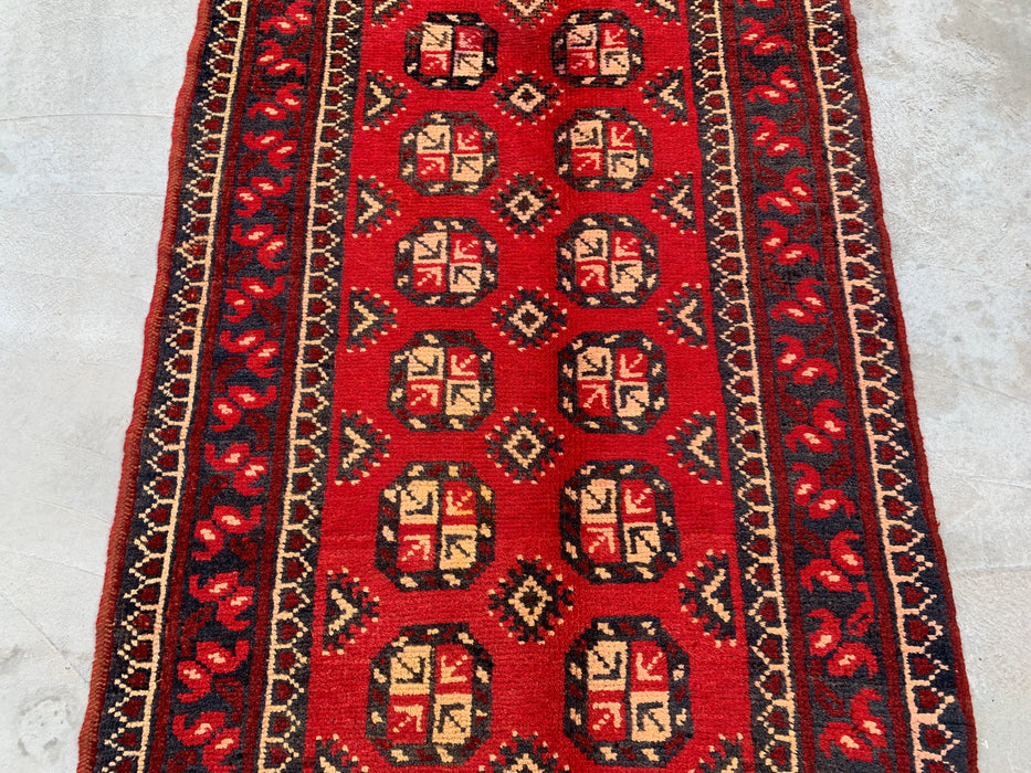 11'11 x 3'8 Hand-Knotted Persian Wool Runner - Red Geometric Tribal Motif Design - KBHM-881