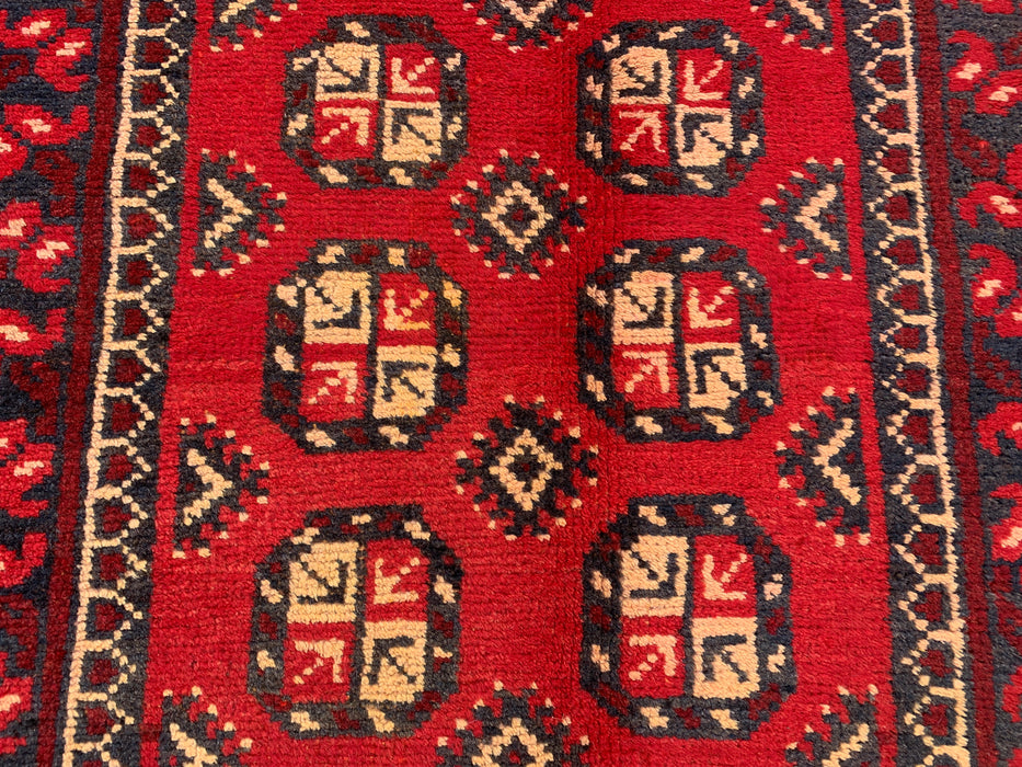 11'11 x 3'8 Hand-Knotted Persian Wool Runner - Red Geometric Tribal Motif Design - KBHM-881
