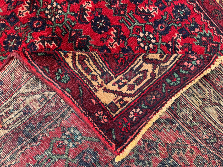 9'7 x 3'5 Hand-Knotted Persian Wool Runner - Red All-Over Floral Design with Ivory Border - KBHM-887