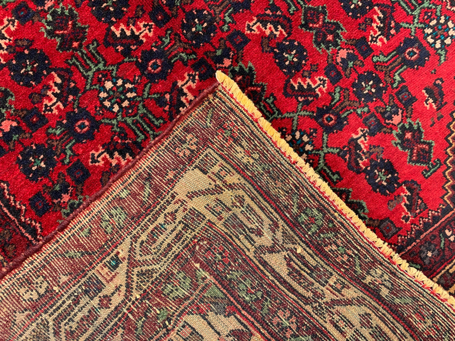 9'7 x 3'5 Hand-Knotted Persian Wool Runner - Red All-Over Floral Design with Ivory Border - KBHM-887