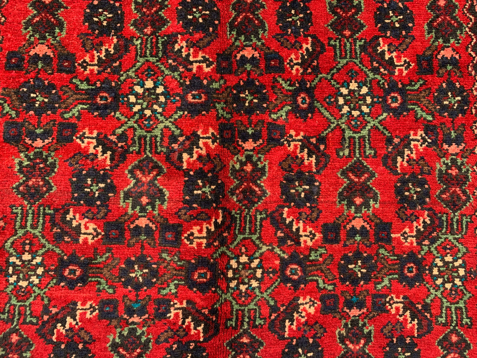 9'7 x 3'5 Hand-Knotted Persian Wool Runner - Red All-Over Floral Design with Ivory Border - KBHM-887