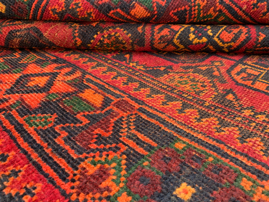 10'2 x 3'8 Hand-Knotted Persian Wool Runner - Red Geometric Tribal Motif Design - KBHM-888