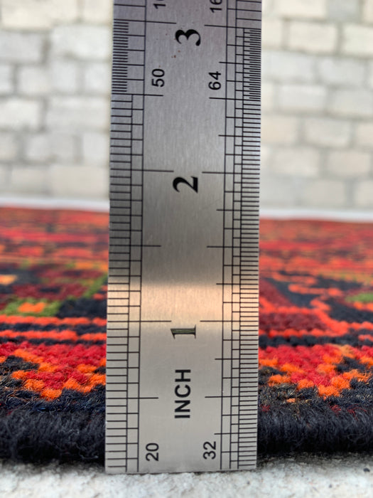 10'2 x 3'8 Hand-Knotted Persian Wool Runner - Red Geometric Tribal Motif Design - KBHM-888