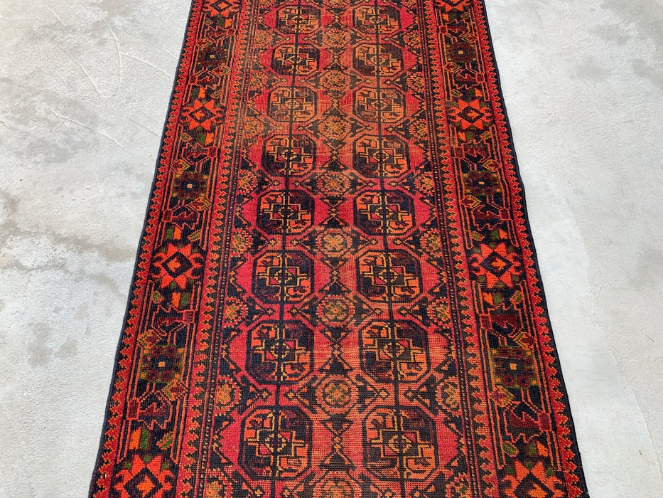 10'2 x 3'8 Hand-Knotted Persian Wool Runner - Red Geometric Tribal Motif Design - KBHM-888