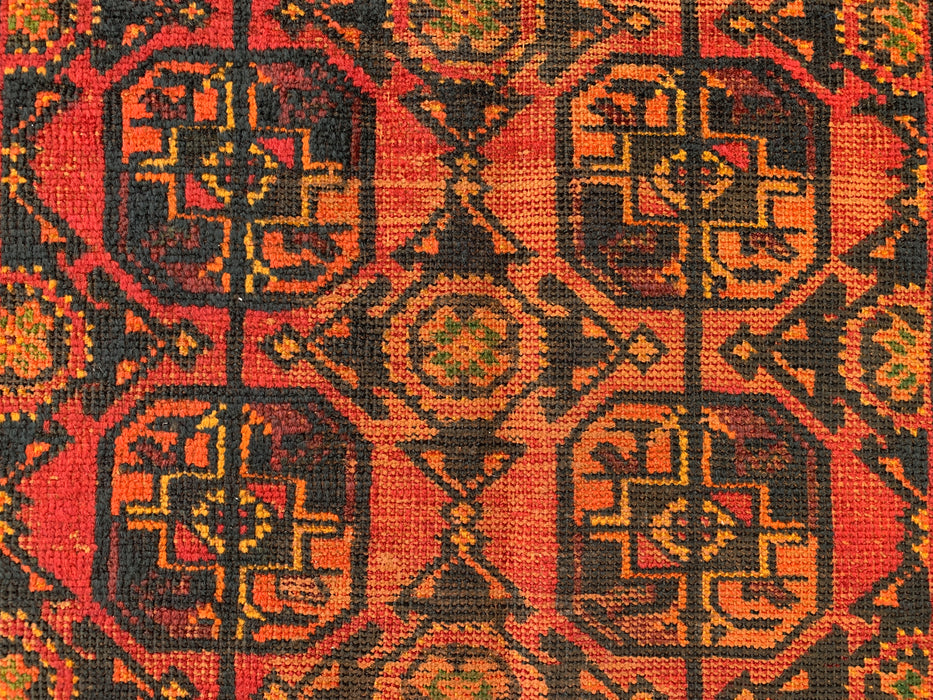 10'2 x 3'8 Hand-Knotted Persian Wool Runner - Red Geometric Tribal Motif Design - KBHM-888