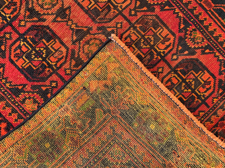 10'2 x 3'8 Hand-Knotted Persian Wool Runner - Red Geometric Tribal Motif Design - KBHM-888