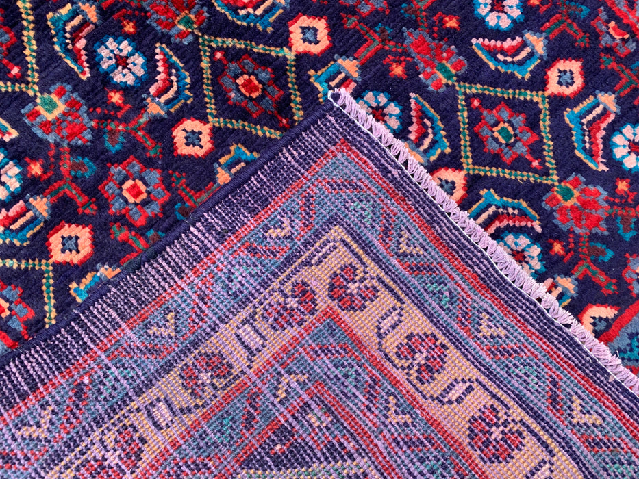 12'6 x 3'4 Hand-Knotted Persian Wool Runner - Navy All-Over Floral Design - KBHM-889