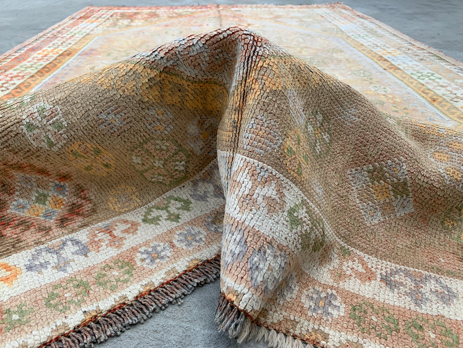 7'7 x 4'11 Hand-Knotted Persian Wool Rug - Beige Vintage Tribal Medallion Design - KBHM-892
