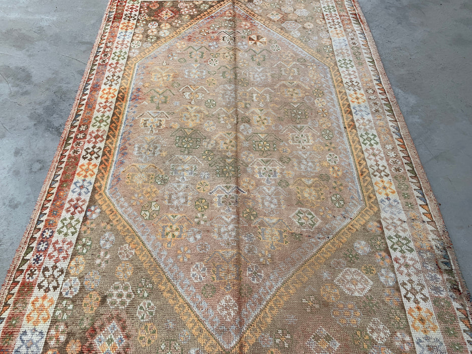 7'7 x 4'11 Hand-Knotted Persian Wool Rug - Beige Vintage Tribal Medallion Design - KBHM-892