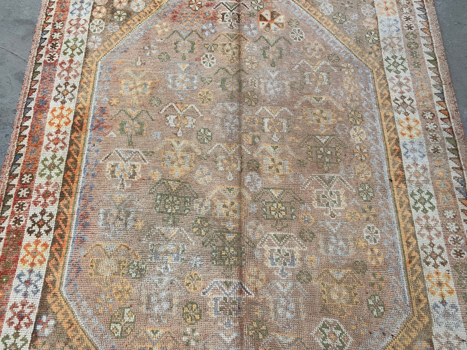 7'7 x 4'11 Hand-Knotted Persian Wool Rug - Beige Vintage Tribal Medallion Design - KBHM-892