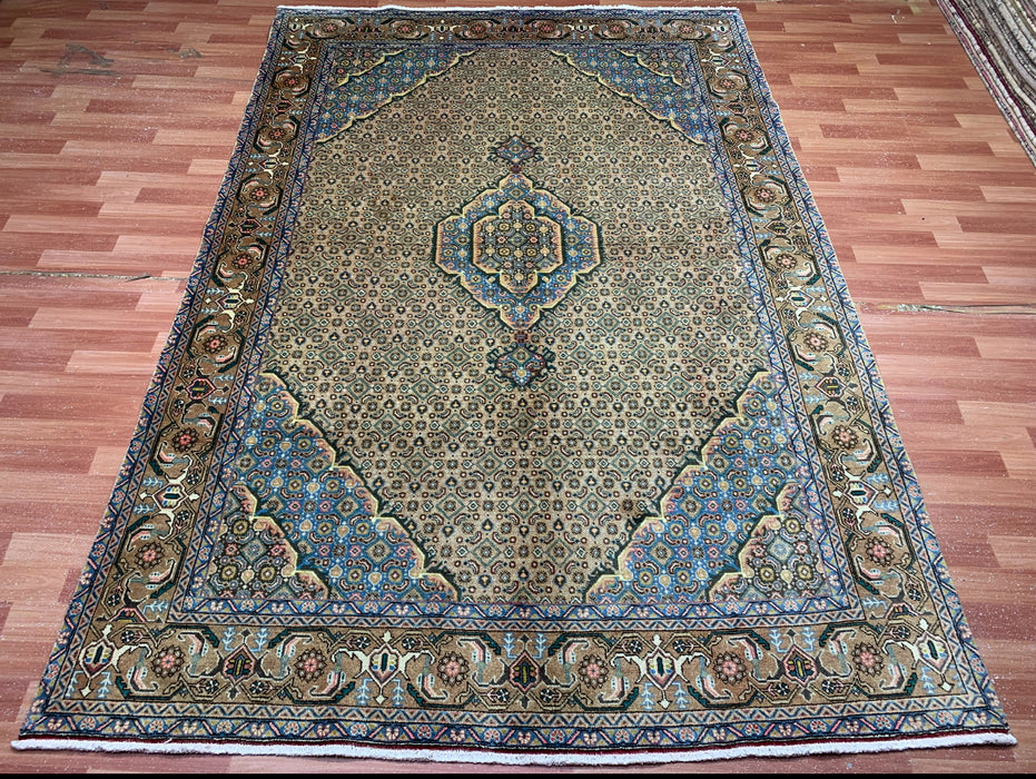 7'x10' Hand-Knotted Persian Beige/Teal Area Rug – KB Rugs 