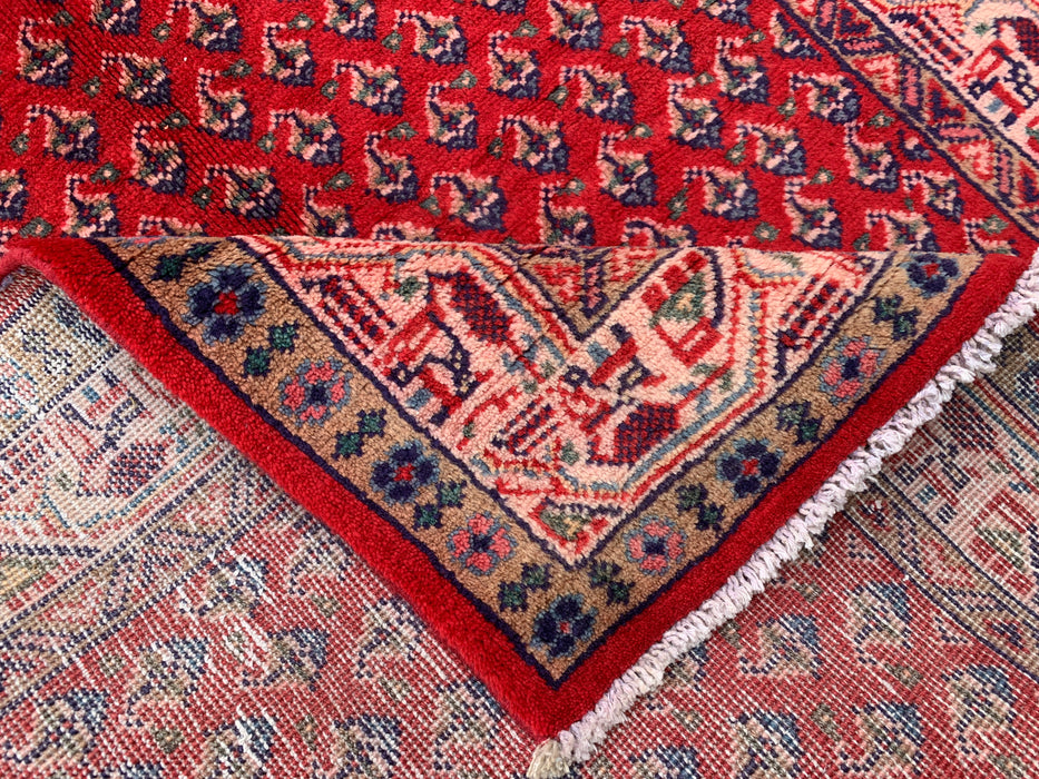 10'6 x 3'5 Hand-Knotted Persian Wool Runner - Red All-Over Geometric Floral Design - KBHM-893
