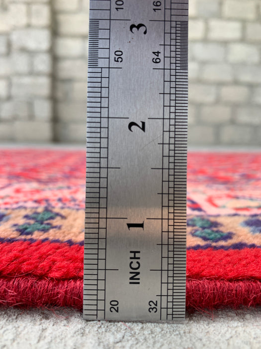 10'6 x 3'5 Hand-Knotted Persian Wool Runner - Red All-Over Geometric Floral Design - KBHM-893