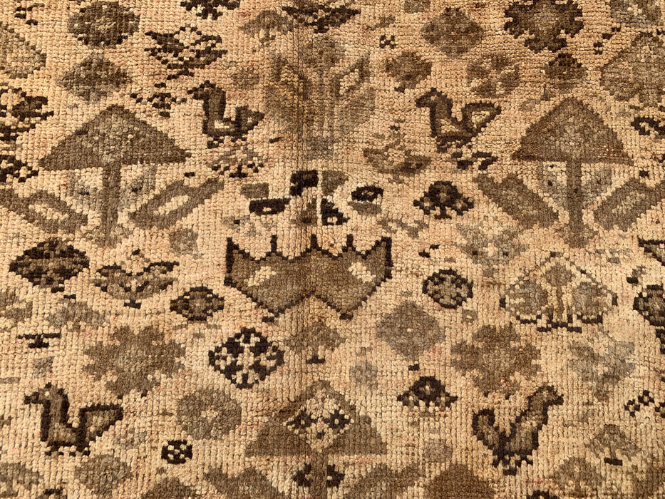 8'6 x 5'1 Hand-Knotted Persian Wool Rug - Beige Vintage Tribal Medallion Design - KBHM-895