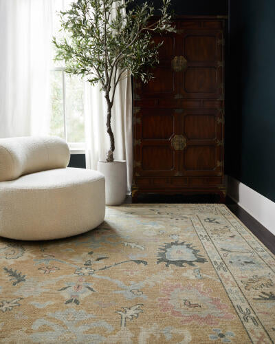 Reign Handmade Wool & Viscose Rug — Soft Gold & Pastel Motifs | REG-2316 - colour & pattern