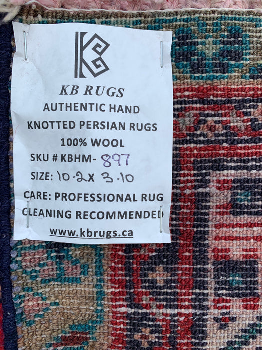 10'2 x 3'10 Hand-Knotted Persian Wool Runner - Red All-Over Geometric Floral Design - KBHM-897