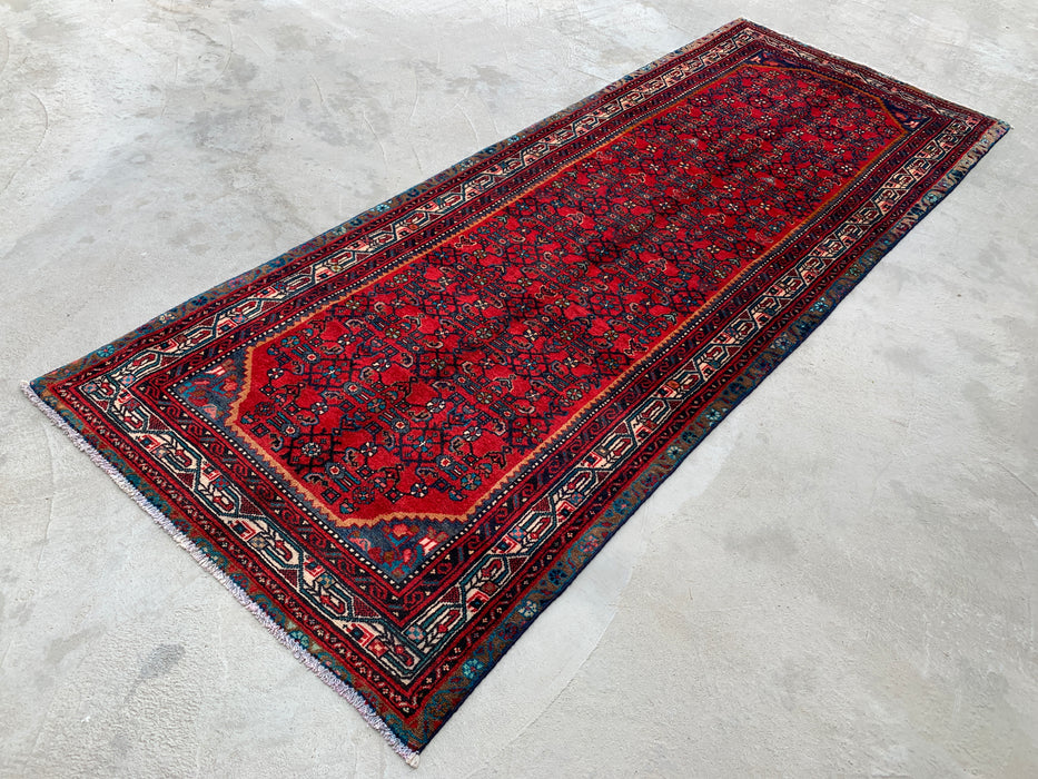 10'2 x 3'10 Hand-Knotted Persian Wool Runner - Red All-Over Geometric Floral Design - KBHM-897