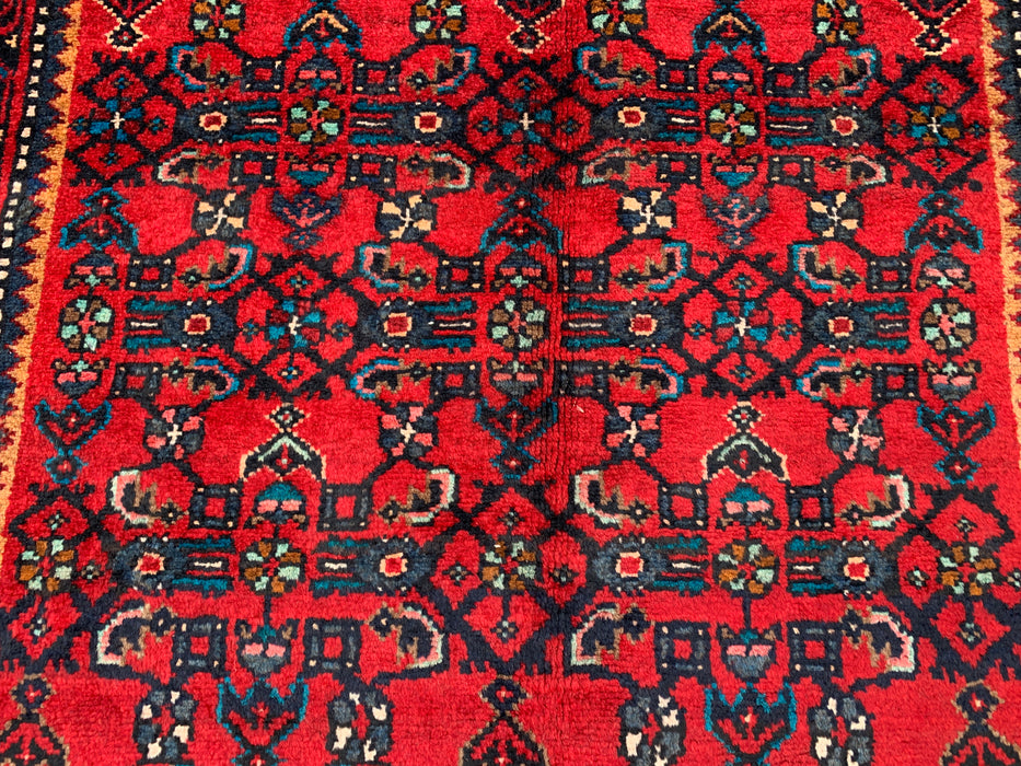 10'2 x 3'10 Hand-Knotted Persian Wool Runner - Red All-Over Geometric Floral Design - KBHM-897