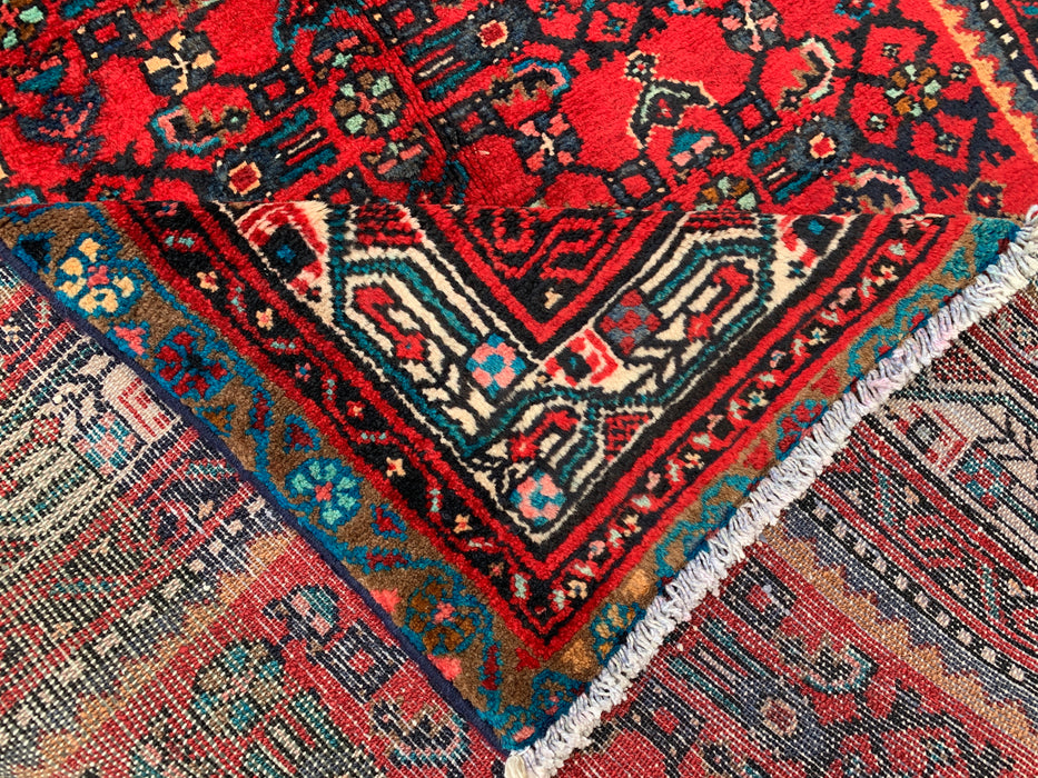 10'2 x 3'10 Hand-Knotted Persian Wool Runner - Red All-Over Geometric Floral Design - KBHM-897