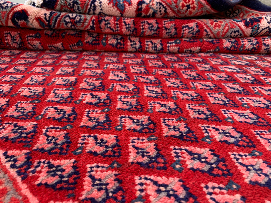 11'6 x 4'8 Hand-Knotted Persian Wool Rug - Red All-Over Floral Geometric Design - KBHM-898
