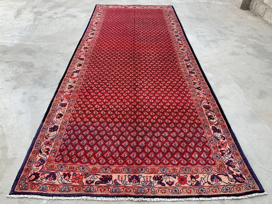 11'6 x 4'8 Hand-Knotted Persian Wool Rug - Red All-Over Floral Geometric Design - KBHM-898