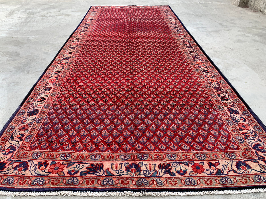 11'6 x 4'8 Hand-Knotted Persian Wool Rug - Red All-Over Floral Geometric Design - KBHM-898