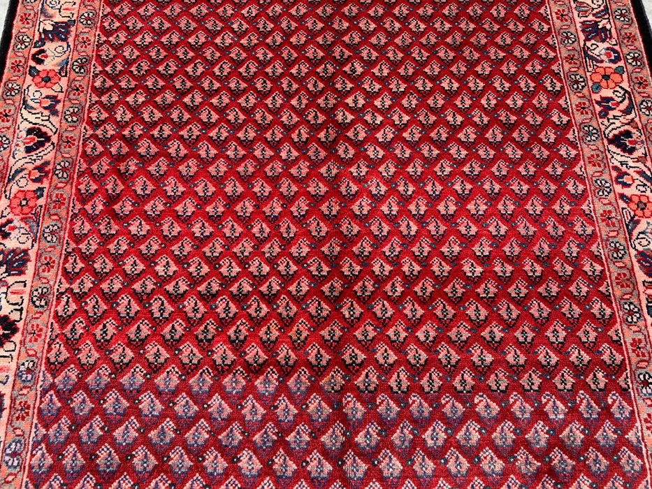 11'6 x 4'8 Hand-Knotted Persian Wool Rug - Red All-Over Floral Geometric Design - KBHM-898