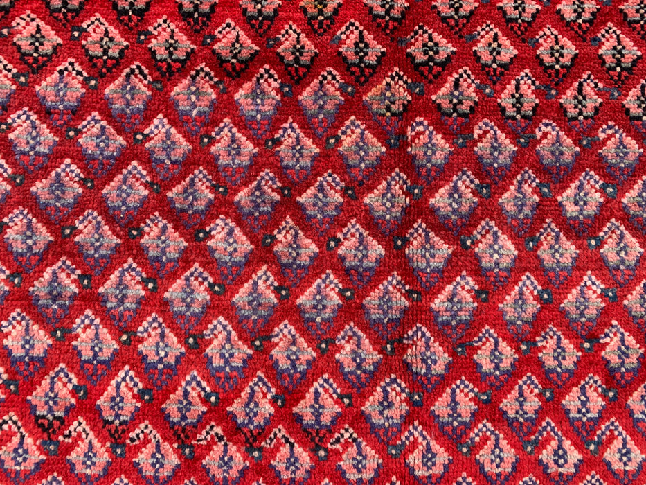 11'6 x 4'8 Hand-Knotted Persian Wool Rug - Red All-Over Floral Geometric Design - KBHM-898