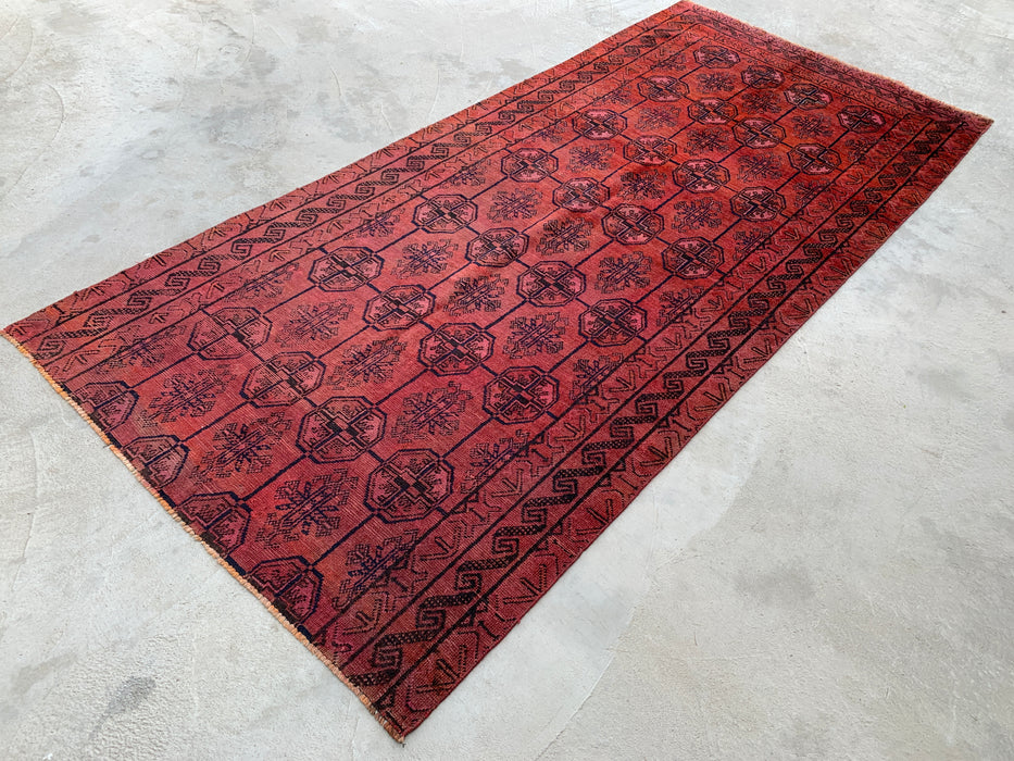 9'3 x 4'4 Hand-Knotted Persian Wool Rug - Muted Coral Geometric Tribal Design - KBHM-899