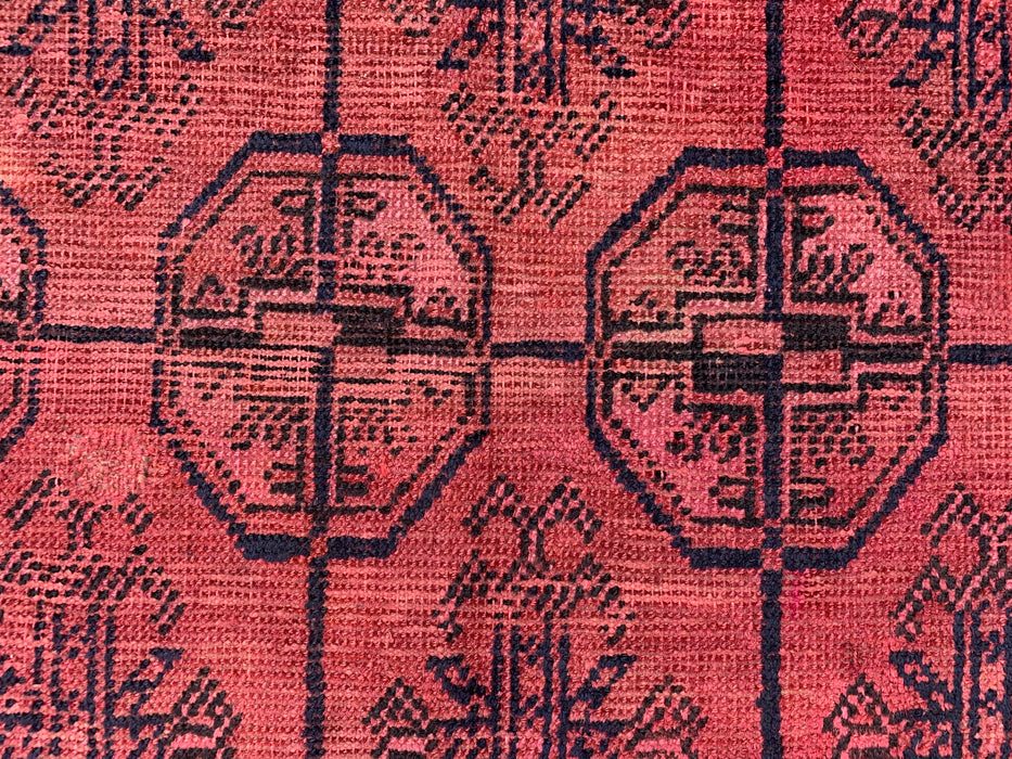 9'3 x 4'4 Hand-Knotted Persian Wool Rug - Muted Coral Geometric Tribal Design - KBHM-899