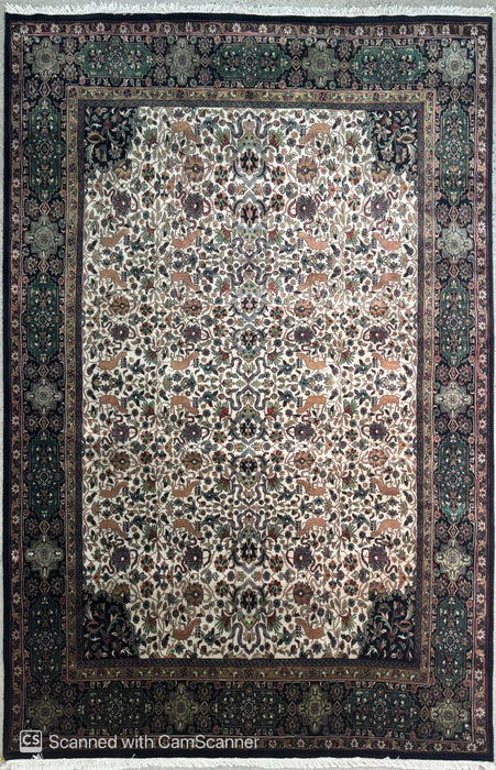 8’x10’ Hand-Knotted Persian-Style (Indo-Persian) Wool Area Rug- Multi/Green