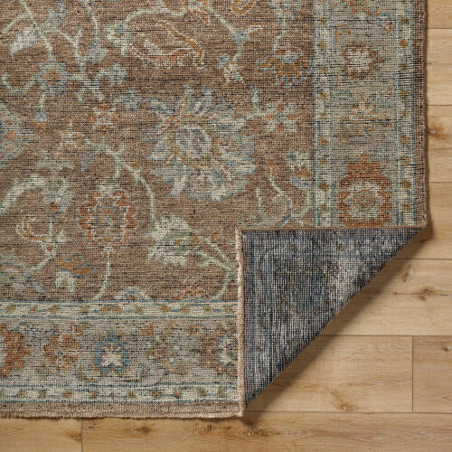 Reign Handmade Wool Rug — Warm Brown & Blue Traditional Design | REG-2318 - construction