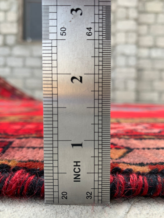 9'9 x 5'1 Hand-Knotted Persian Wool Rug - Red Geometric Medallion Tribal Design - KBHM-900