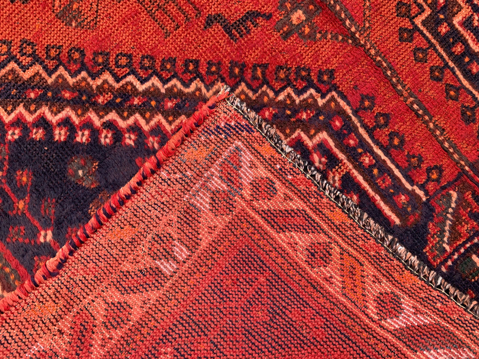 7'9 x 4'1 Hand-Knotted Persian Wool Rug - Rust Tribal Medallion Design with Navy Accents - KBHM-901