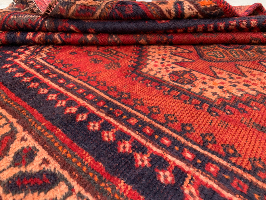 7'9 x 4'1 Hand-Knotted Persian Wool Rug - Rust Tribal Medallion Design with Navy Accents - KBHM-901
