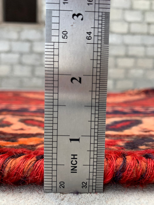 7'9 x 4'1 Hand-Knotted Persian Wool Rug - Rust Tribal Medallion Design with Navy Accents - KBHM-901
