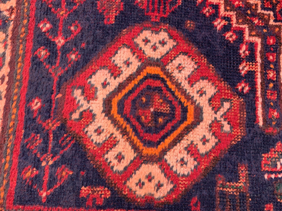 7'9 x 4'1 Hand-Knotted Persian Wool Rug - Rust Tribal Medallion Design with Navy Accents - KBHM-901