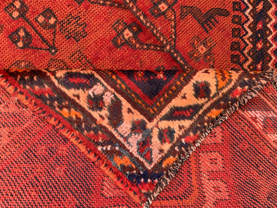 7'9 x 4'1 Hand-Knotted Persian Wool Rug - Rust Tribal Medallion Design with Navy Accents - KBHM-901