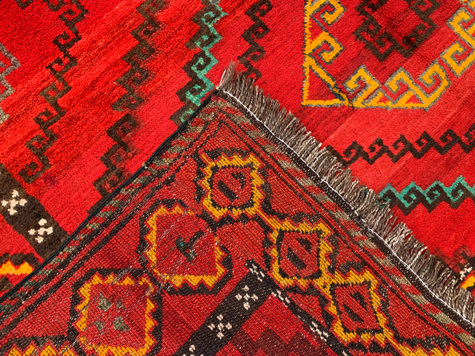 9'11 x 5'9 Hand-Knotted Persian Wool Rug - Red Geometric Tribal Medallion Design - KBHM-902