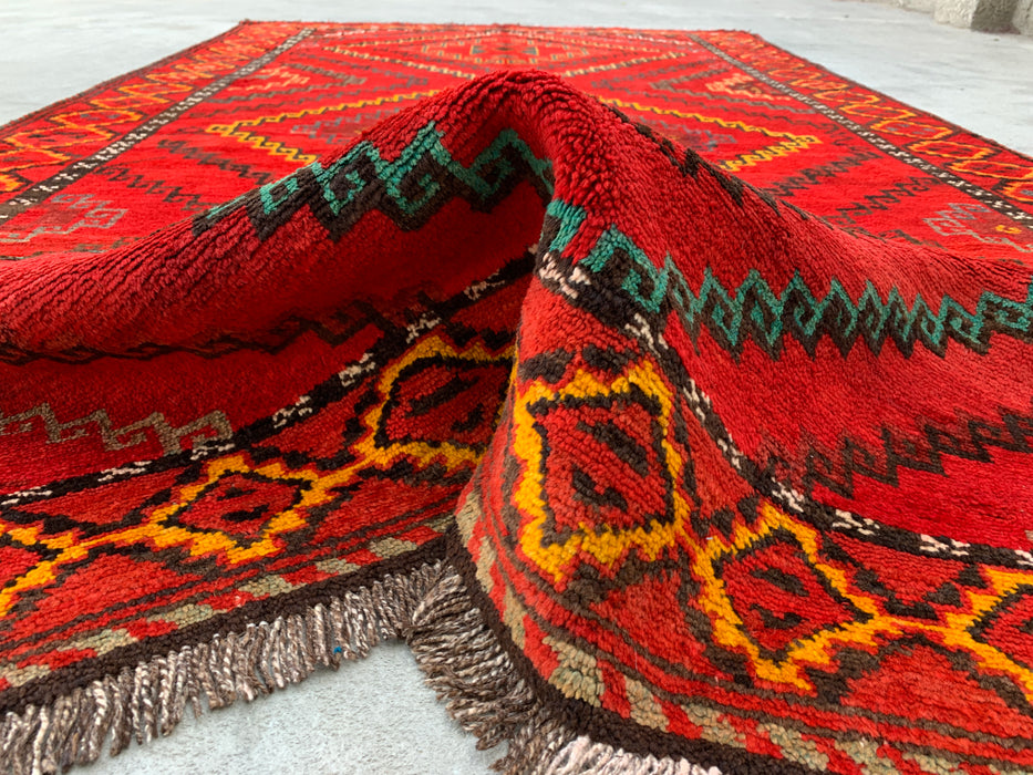 9'11 x 5'9 Hand-Knotted Persian Wool Rug - Red Geometric Tribal Medallion Design - KBHM-902