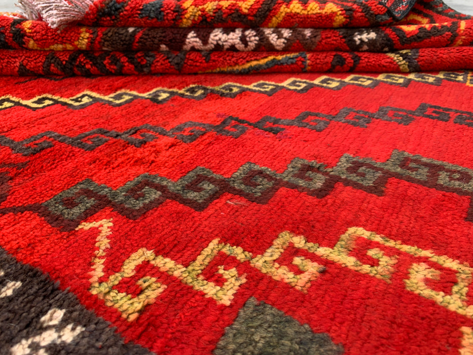 9'11 x 5'9 Hand-Knotted Persian Wool Rug - Red Geometric Tribal Medallion Design - KBHM-902