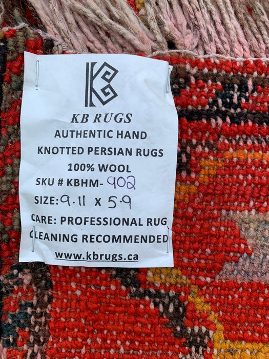9'11 x 5'9 Hand-Knotted Persian Wool Rug - Red Geometric Tribal Medallion Design - KBHM-902