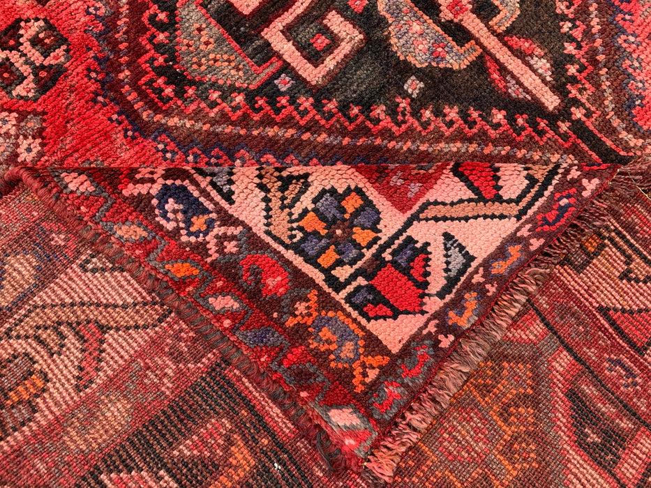 8'4 x 5'7 Hand-Knotted Persian Wool Rug - Red & Charcoal Geometric Tribal Medallion Design - KBHM-903