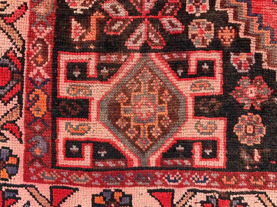 8'4 x 5'7 Hand-Knotted Persian Wool Rug - Red & Charcoal Geometric Tribal Medallion Design - KBHM-903