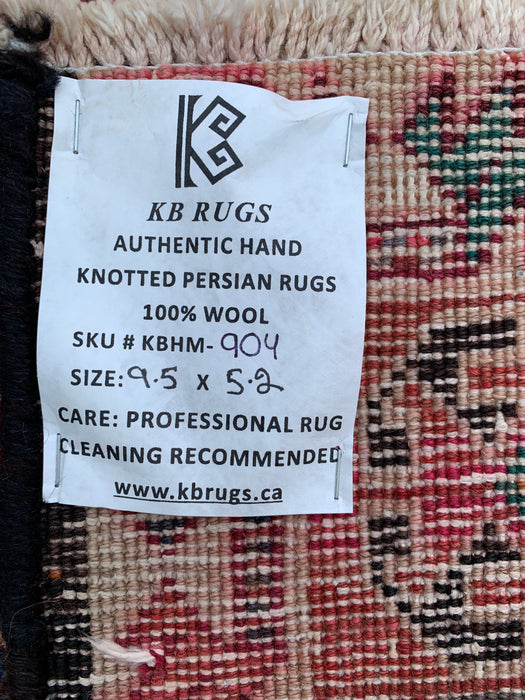 9'5 x 5'2 Hand-Knotted Persian Wool Rug - Multicolor Tribal Stripe Panel Design - KBHM-904