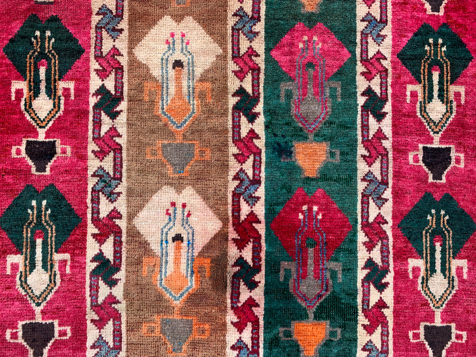 9'5 x 5'2 Hand-Knotted Persian Wool Rug - Multicolor Tribal Stripe Panel Design - KBHM-904