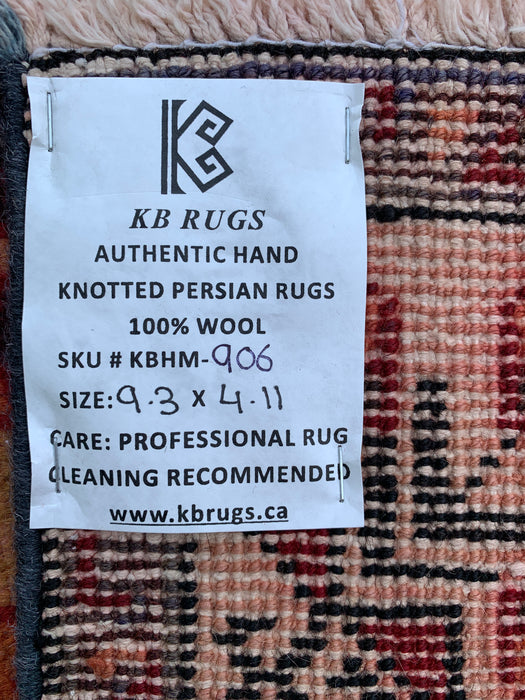 9'3 x 4'11 Hand-Knotted Persian Wool Rug - Red Geometric Tribal Diamond Design - KBHM-906